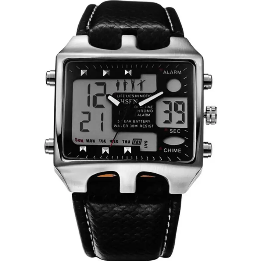 2018 новые мужские часы Модные Аналоговые кварцевые спортивные LCD топ роскошные