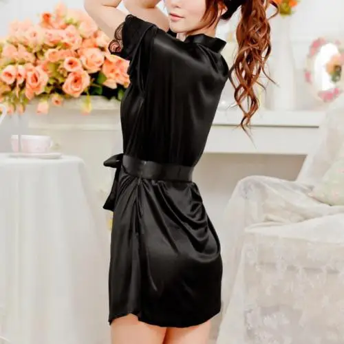 Сексуальное женское белье шелковая кружевная ночная рубашка одежда для сна