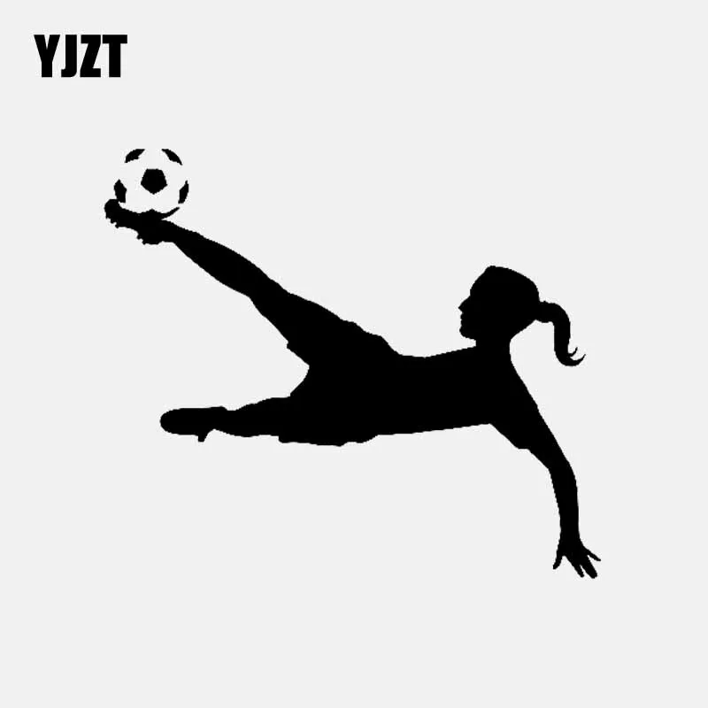 

YJZT 15.7CM*13.6CM Cartoon Vinyl Decal Car Sticker Football Soccer Girl Sport Black/Silver C3-1632