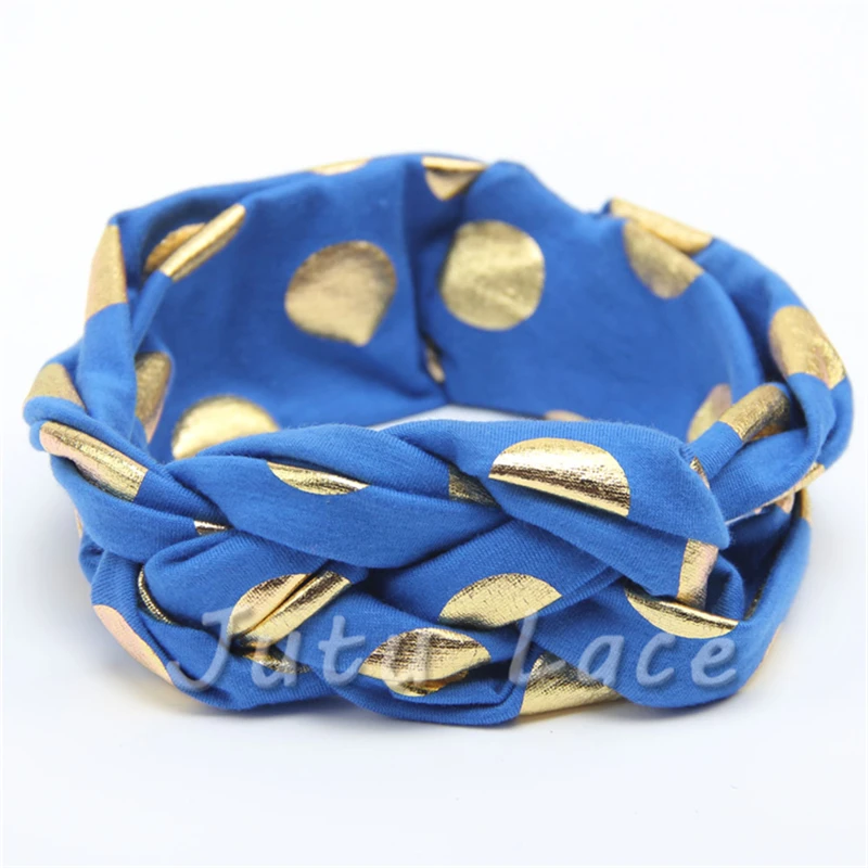 

Hot Style Hair Accessory knotted headwraps wholesale foil golden ploka-dots Headbands 15pcs/lot