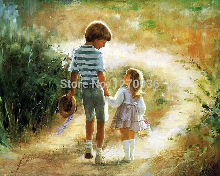 Популярная работа известные художники ручная роспись брат и сестра прогулка по