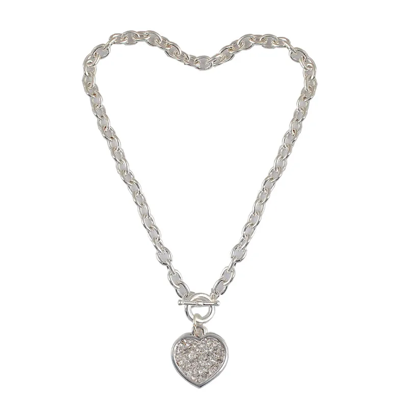 

Fashion Two Love Silver Heart Necklaces Stainless Steel Simple Women Pendant Girl Gift