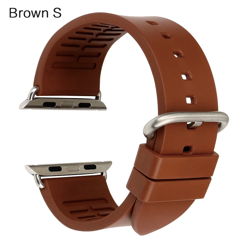 MAIKES Roes аксессуары для красных часов Apple Watch Band 44 мм 40 мм спортивный мягкий резиновый ремешок для часов для Apple Watch Band 42 мм 38 мм - Цвет ремешка: Brown S