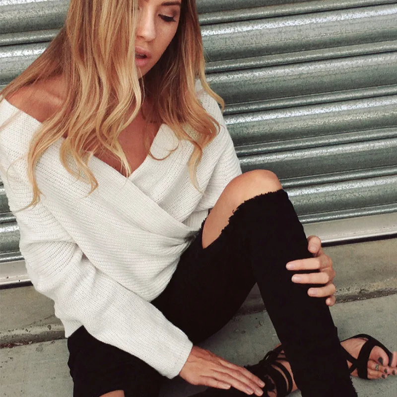 Женское однотонное трикотажное пальто необычный сексуальный свитер с открытым