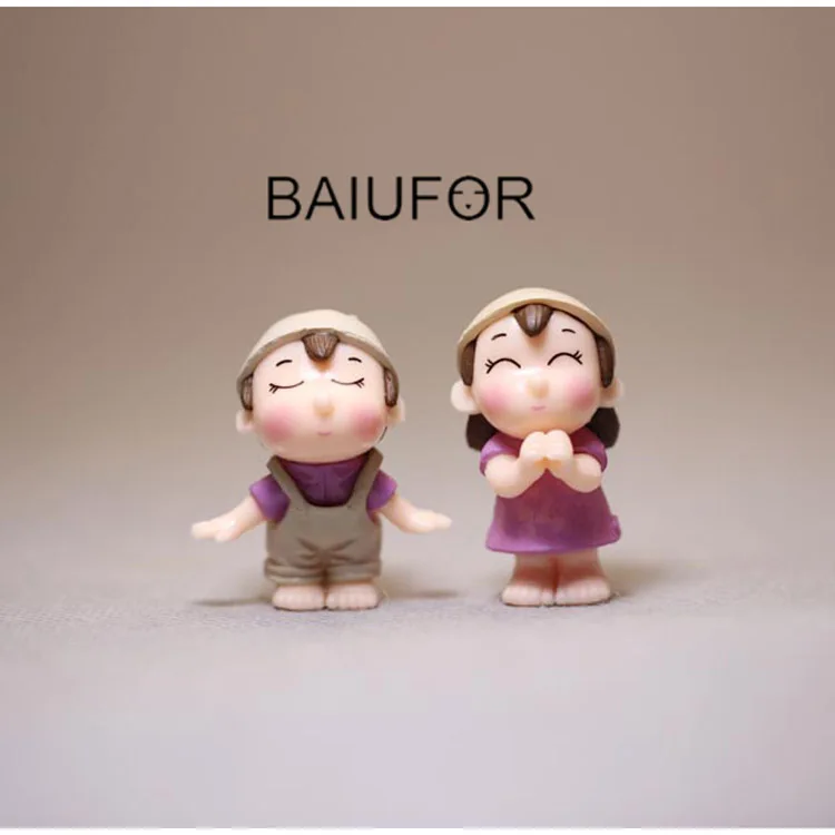 BAIUFOR Lover мультфильм пара фигурок шляпа для мальчиков и девочек Мини Сад