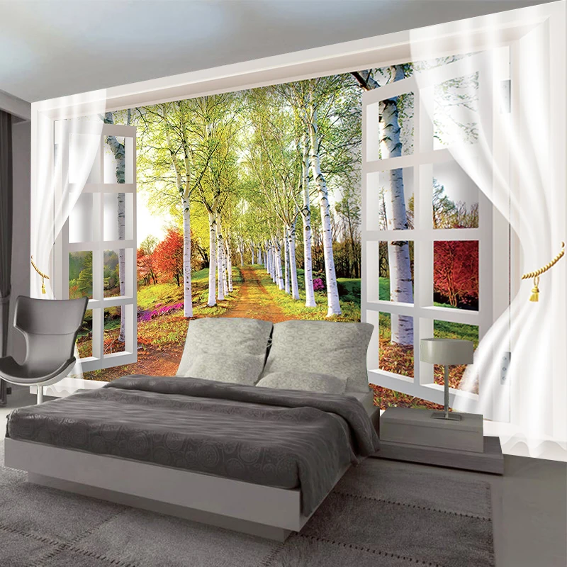 Жиа Шэ МэйДжу Персонализированные 3D фотообои вид на березовые горные тропы мурали жилой комнаты телевизор задний фон настенные фрески Папель Де Пареде он.
