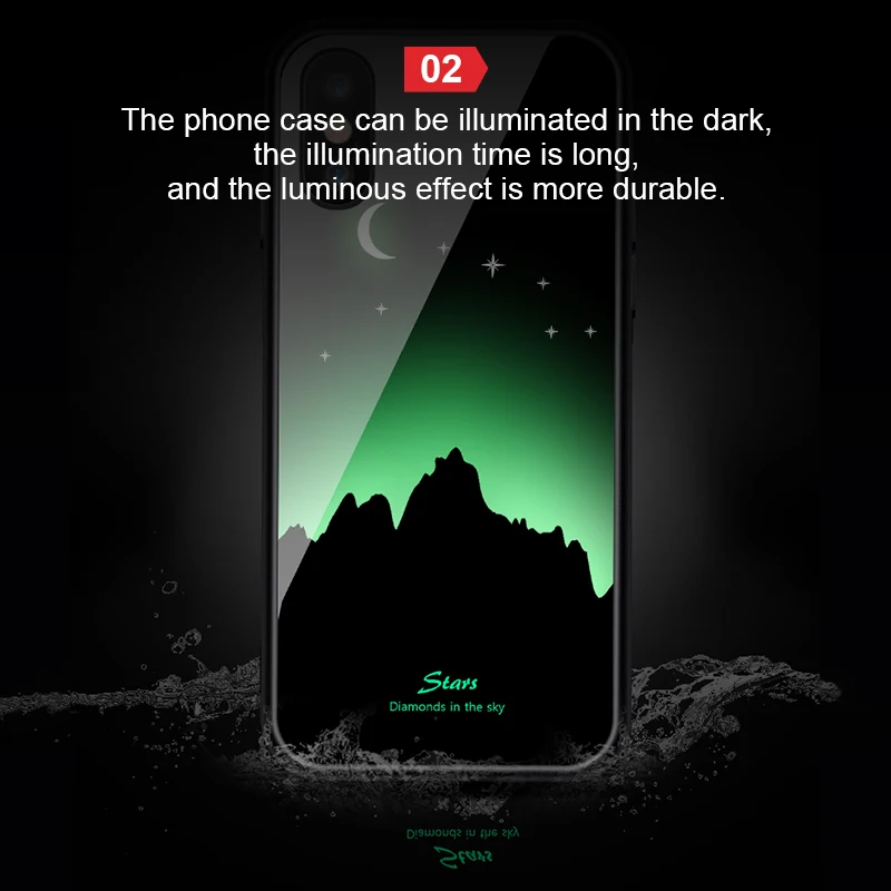 Светящийся чехол из закаленного стекла для iPhone XR X XS Max Роскошный тонкий мобильных