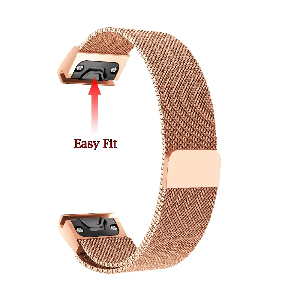 26mm Milanese Watchband Strap for Garmin Fenix 6x/6xPlus/5x Plus/3/3HR/Quaitx 3 Smart Watch Quick Release Bracelet Wristband | Электроника