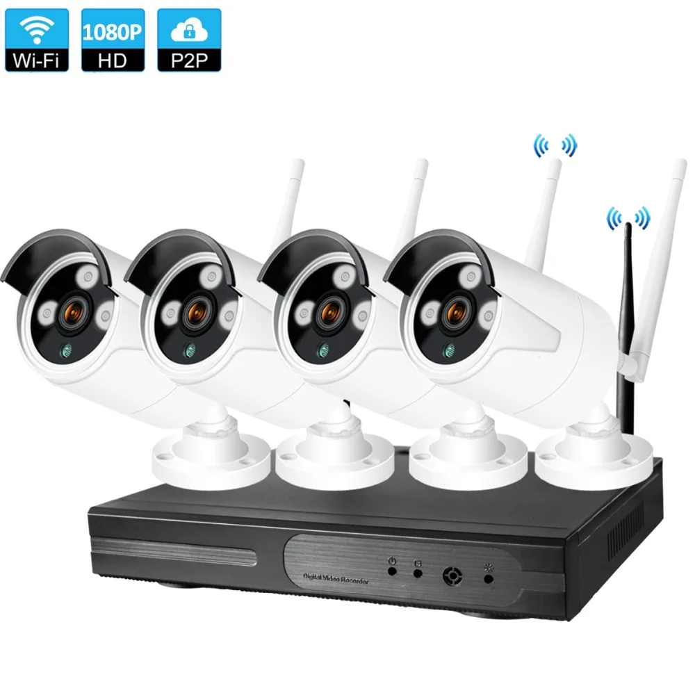 4CH 1080 P HD Беспроводной NVR Kit P2P внутренний наружный IR Ночное Видение безопасности