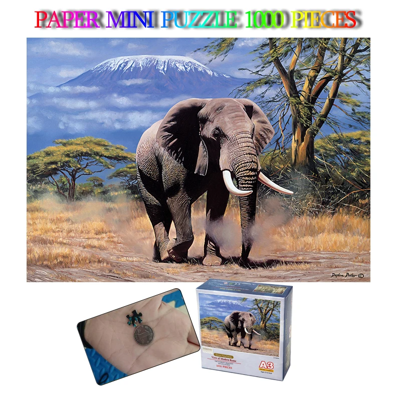 Amboseli слон 1000 кусочки головоломки Jigsaw мини бумажный Пазл элементов взрослых
