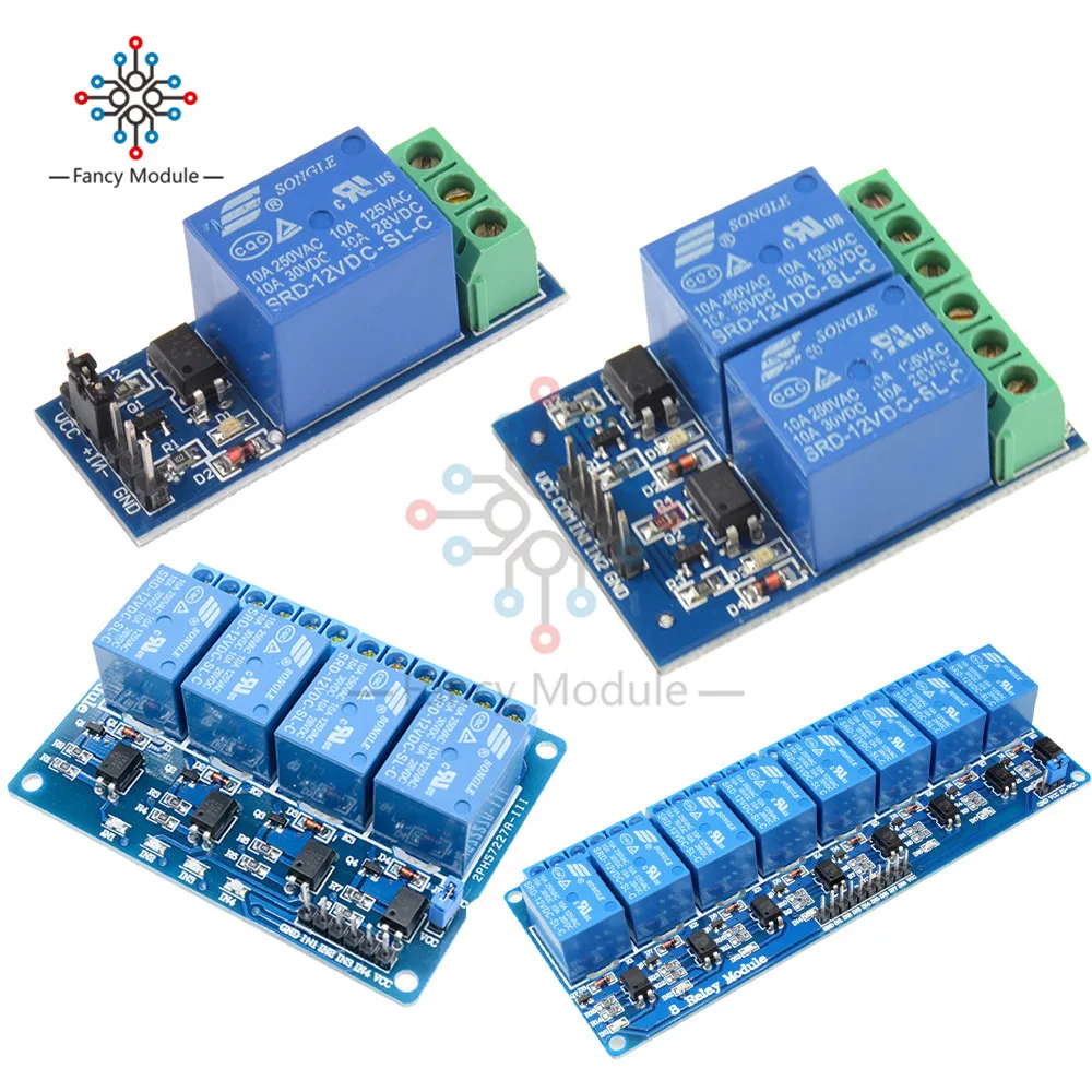 12 в 1/2/4/8 канальный релейный модульный оптрон для Arduino ARM AVR DSP PIC MSP AC 250V 10A DC 30V низкого уровня сигнала