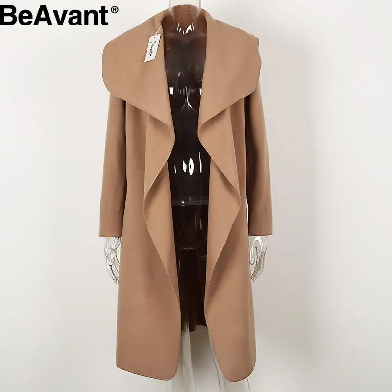 BeAvant теплое шерстяное пальто с оборками женское розовое длинное пальто с отложным воротником осеннее женское черное зимнее пальто Верхняя одежда