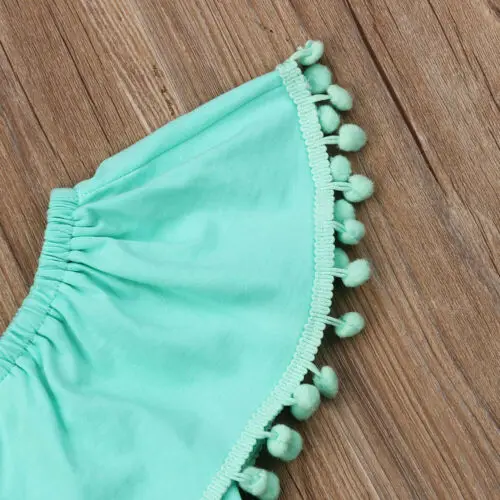 Летняя одежда для маленьких девочек кисточки шорты с цветочным принтом комплект