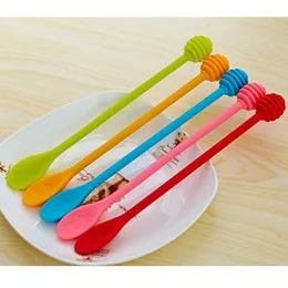 Fast shipping Creative Silicone Spoon Cute Smiling Face Honey Stirring Stick Portable Long Handle Non Slip Mixing Rod Fashion | Дом и сад