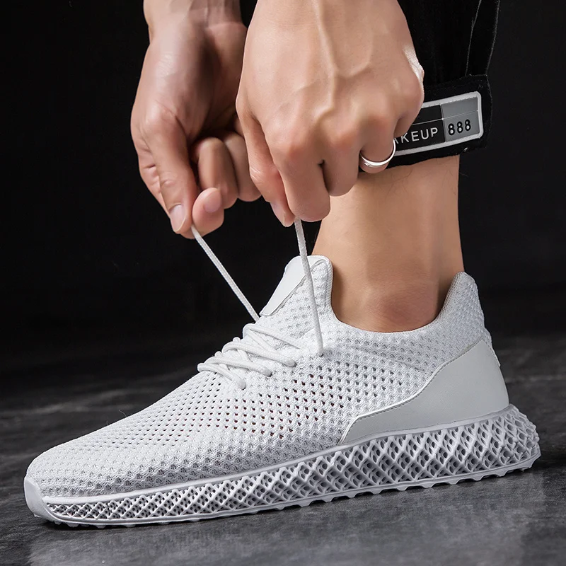 Мужская Беговая спортивная обувь Flyknit дышащие Нескользящие мягкие мужские комфортные кроссовки для активного отдыха Удобная прогулочная обувь