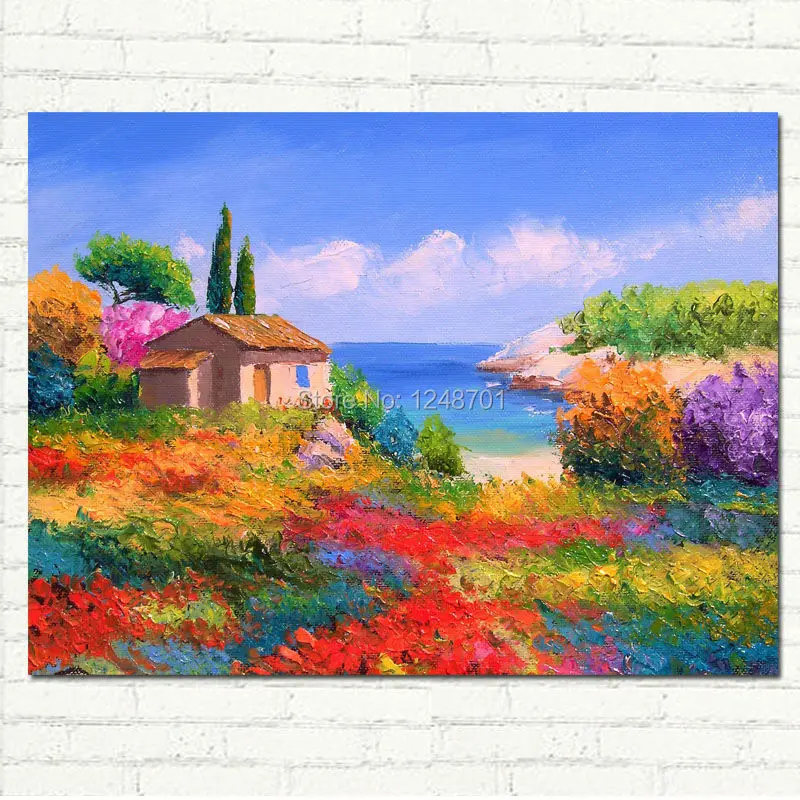 Современная картина с изображением цветов весенний пейзаж маслом на холсте для