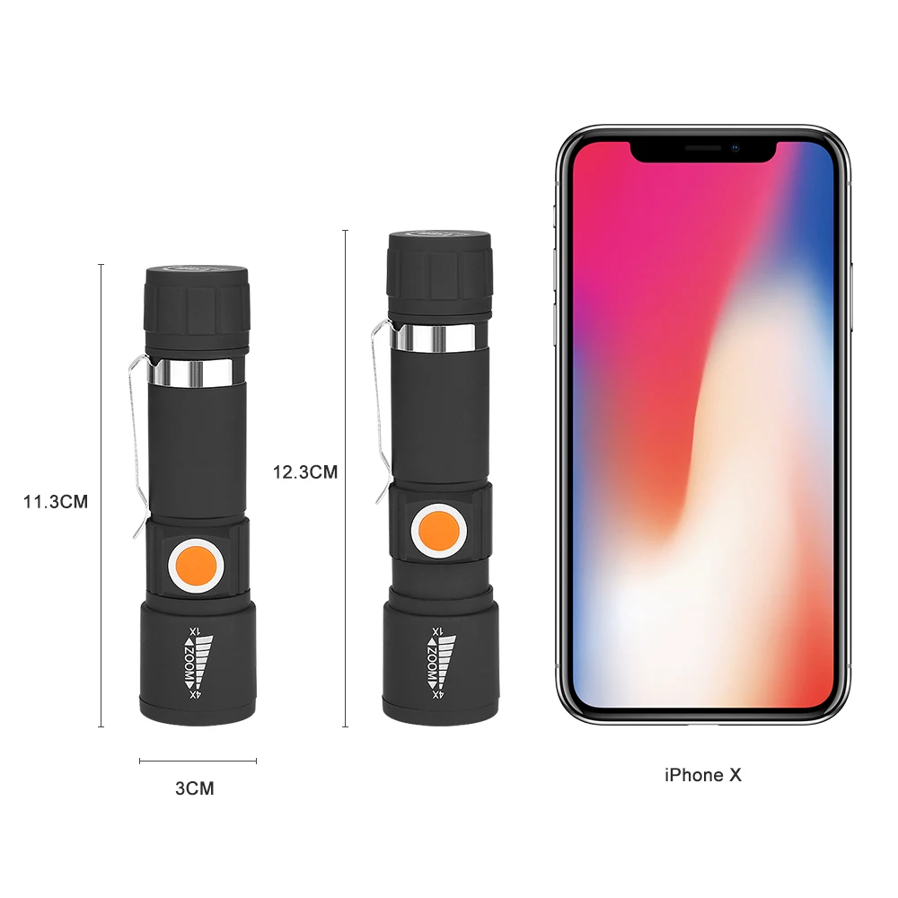 XPE фонарик фонарь 3 режима USB Перезаряжаемый светодиодный портативный