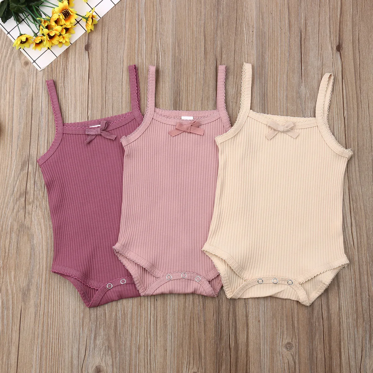 Милый Боди без рукавов с принтом для новорожденных девочек 3 шт. спортивный