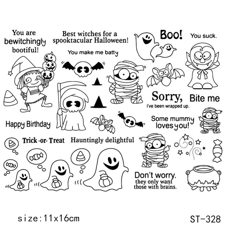 

ZhuoAng Halloween little gho Transparent Clear Stamps DIY Scrapbooking Album Card Making DIY Decoration Making Embossing Stencil