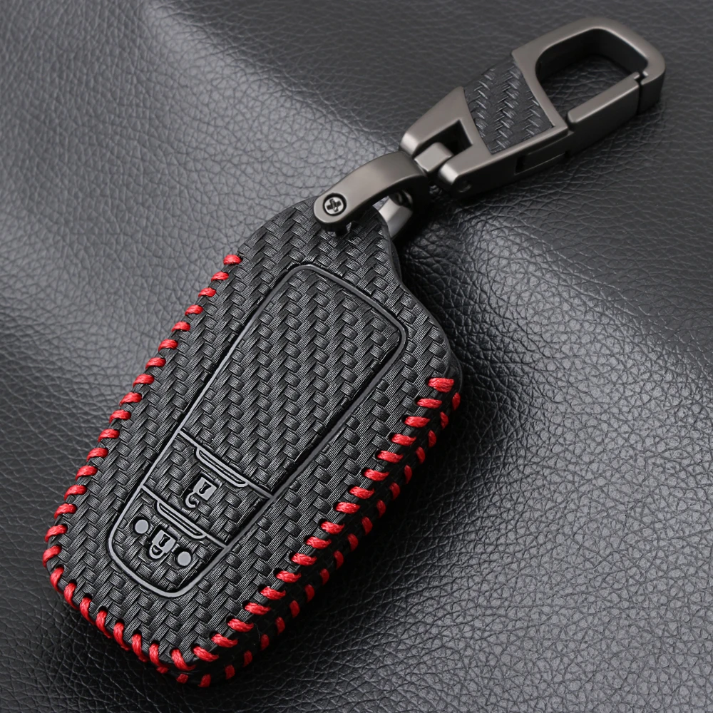 Углеродное волокно кожаный чехол ключа дистанционного управления автомобилем