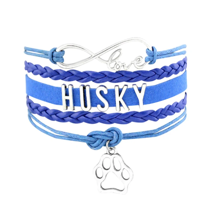 Браслеты и обручи Infinity Love HUSKY для мужчин женщин Кожаное украшение в виде собачьей