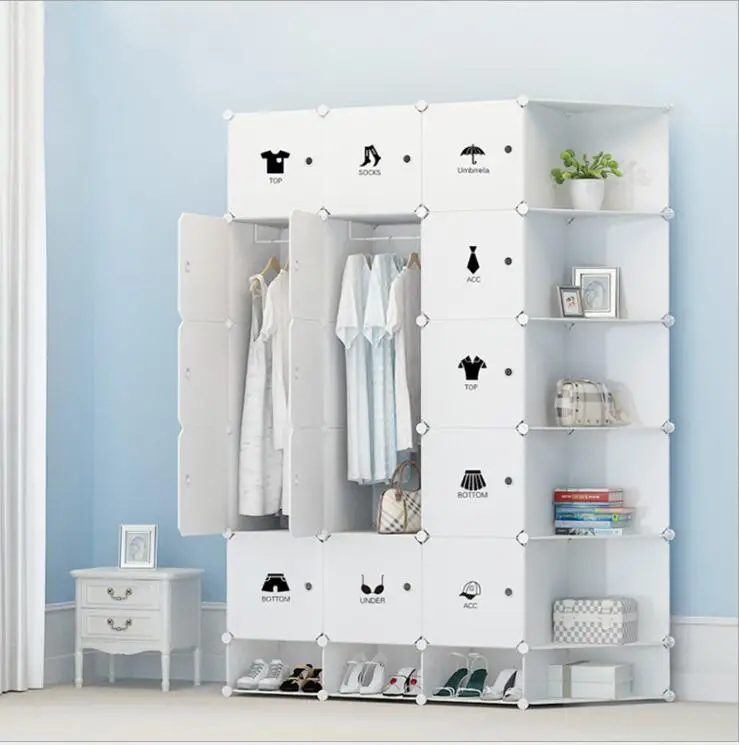 Современный портативный шкаф DIY сборка пластиковый гардероб, спальня шкаф гардероб полипропиленовая коробка для хранения многослойные шкафы для хранения одежды Органайзеры - Цвет: G
