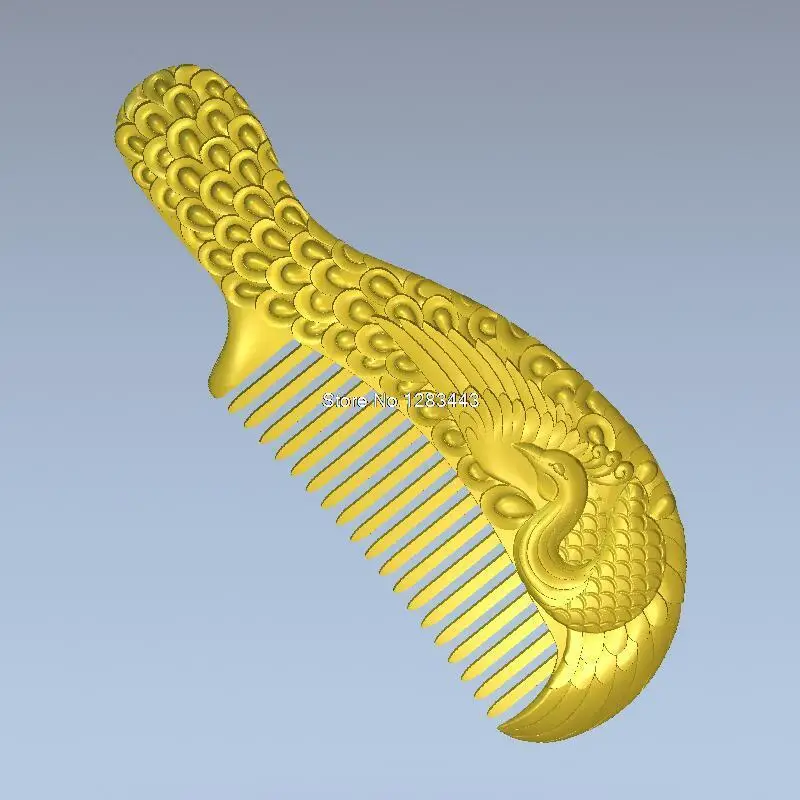 Comb with peacock 3d model relief for cnc in STL file format 3D CNC machine | Инструменты