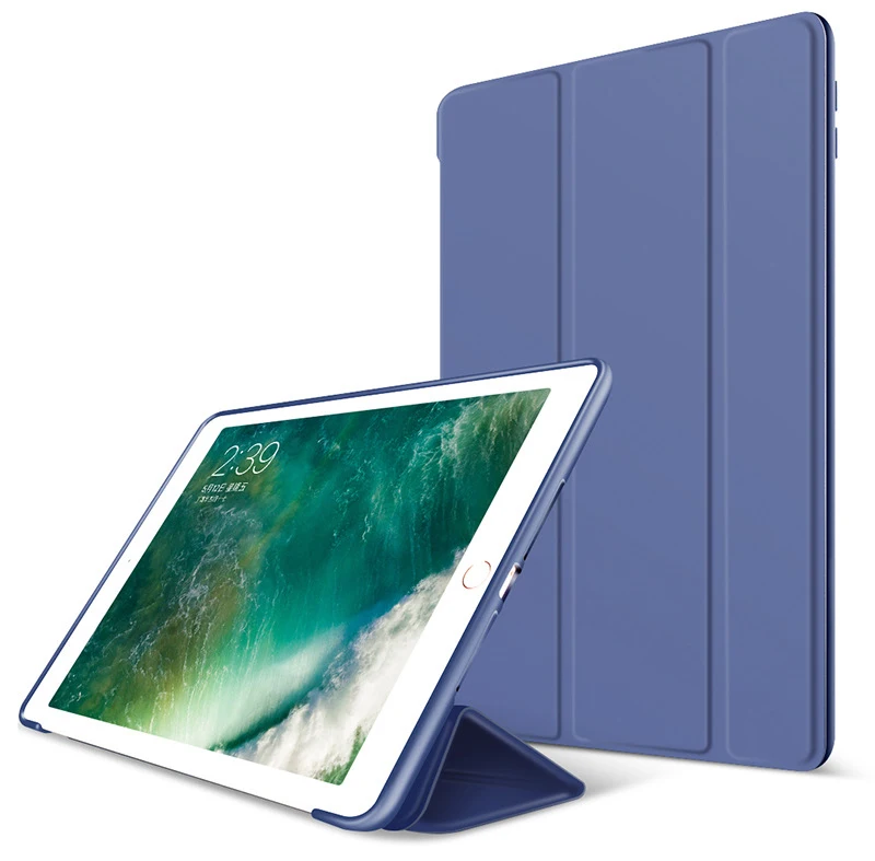 Navy Blue Чехол для iPad 9,7 дюймов модель A1822 A1823 A1893 A1954 Мягкий силиконовый чехол с подставкой из искусственной кожи с функцией автоматического сна - Color: Navy Blue