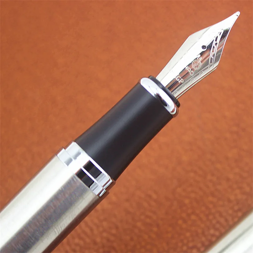 Чернильное Jinhao перо X750 Серебро Нержавеющая Сталь Офисные принадлежности Подарки для письма бизнес 18KGP тонкий перьевая ручка из металла