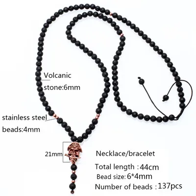 pirate Pendants Ожерелье из натурального камня, длинное ожерелье s, 6 мм, тигровый камень, бусина, черный гематит, треугольный череп, подвески, мужское ожерелье, модное ювелирное изделие - Окраска металла: pirate Pendants