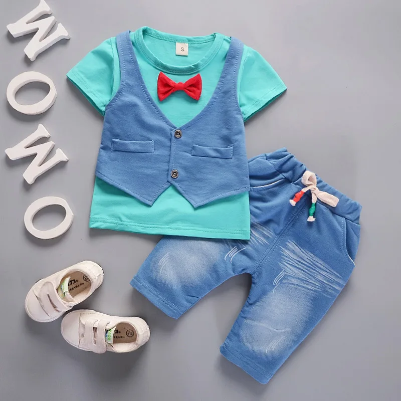 Summer Baby Boys Clothes Suits Gentleman Style Clothing Sets T- Shirt+Pants 2 Pcs Casual Sport Toddler |