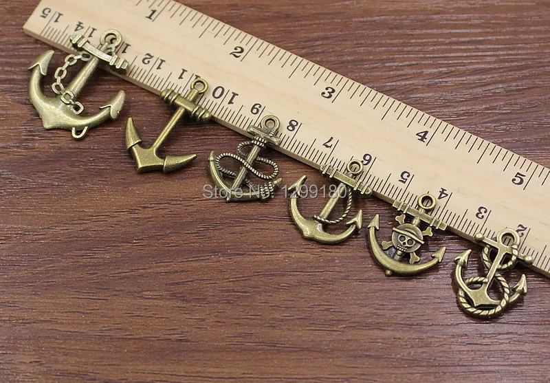 30 шт./лот металлический бронзовый тон смешанный якорь подвеска для ожерелья