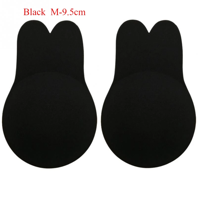 Black 9.5cm Женский бюстгальтер с лепестками груди, милый бюстгальтер «кролик», на сосках, пуш-ап, невидимый бюстгальтер, топ, многоразовый, на клейкой основе, бюстгальтер, нижнее белье - Цвет: Black 9.5cm