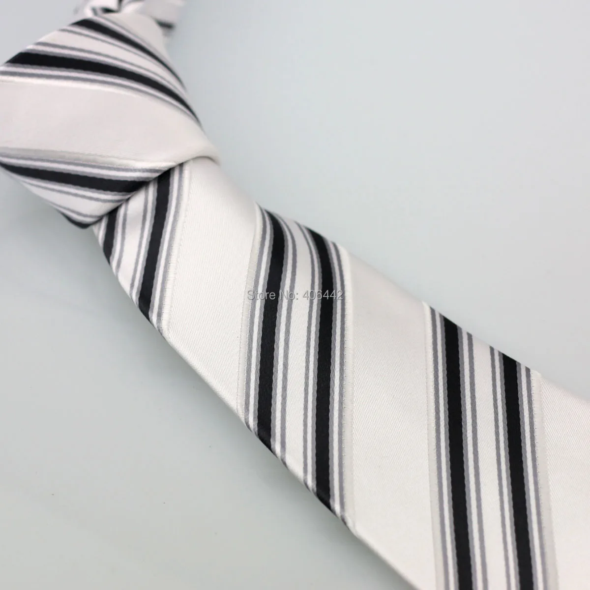 Мужские галстуки Coachella белые с черными диагональными полосками жаккардовый