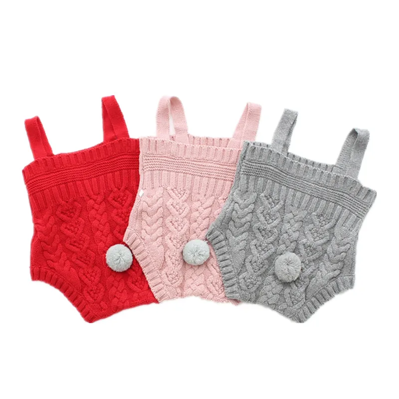 

Sleeveless Baby Rompers Spring Autumn Woolen Knitted Sweater Girls Bib Tail Clothing Newborn Infant Jumpsuit Baby Girl Clothes