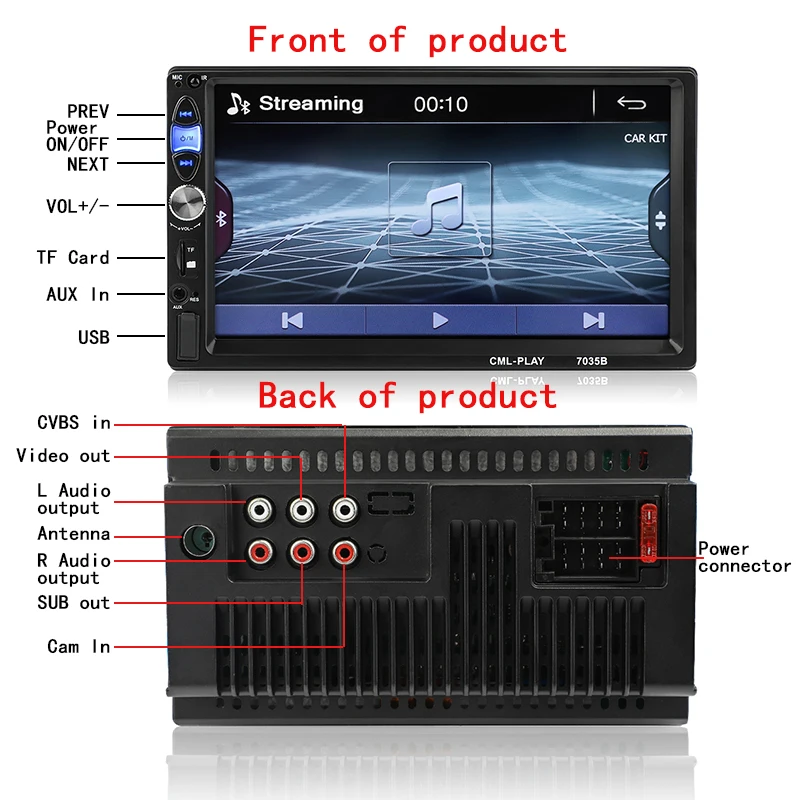Авторадио Bluetooth FM сабвуфер автомобильный MP5 плеер AUX USB SD 2 Din радиоприемник 7 дюймов
