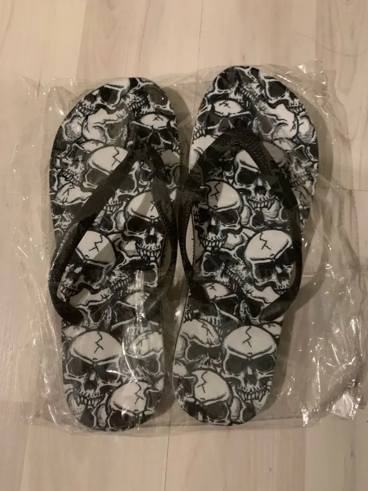 FORUDESIGNS Summer Beach Slippers for Women Woman Fashion Skull Printing Flip Flops Custom Designer Ladies Flipflops Flat | Обувь