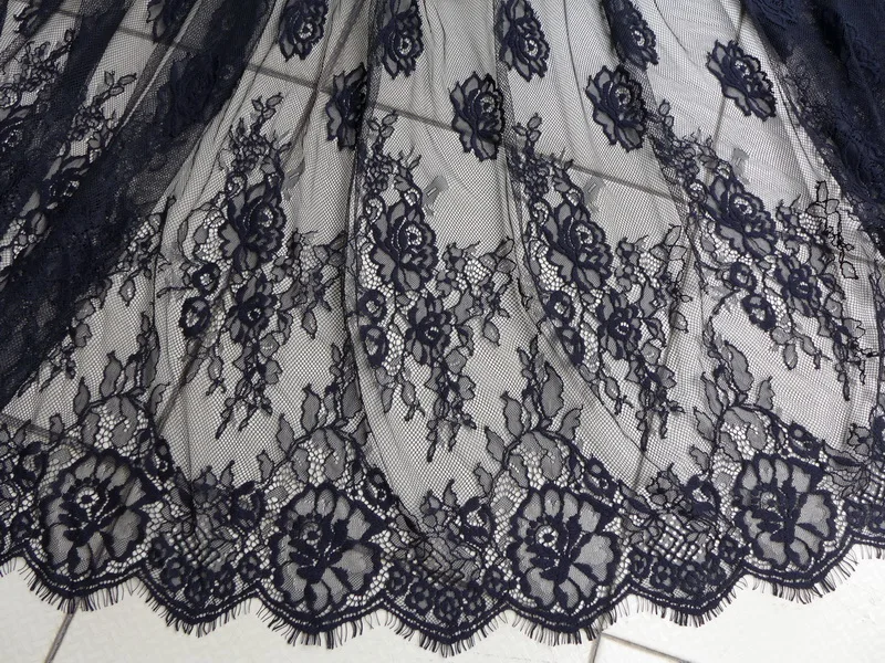 150 см Ширина 3 м/лот Новая Черная Тюлевая кружевная ткань с ресницами Мягкая
