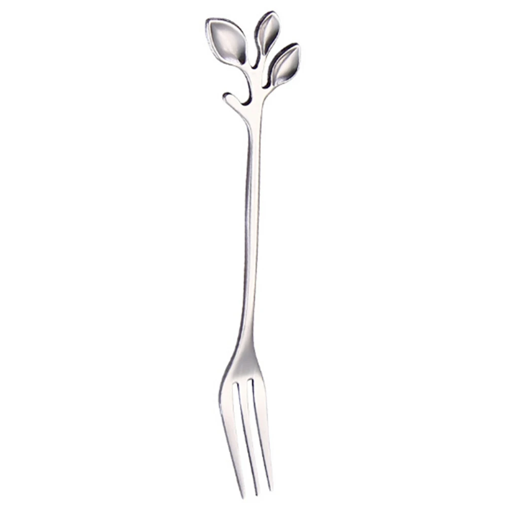 silver fork Новинка, 1 предмет, Новые королевские Стиль филиал небольшой Кофе ложки, столовые приборы мини десертный прибор ветви Форма вилки и ложки - Цвет: silver fork