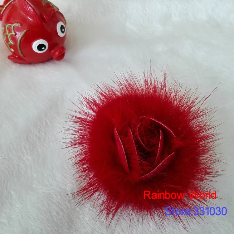 Настоящая красная брошь из меха норки с цветком розы для пальто корсажа модные