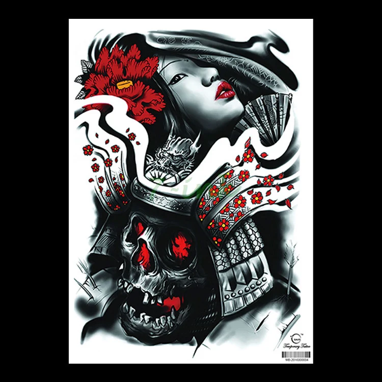 

Водостойкая Временная тату-наклейка, сексуальная женщина, Череп, большой тату на спину, Переводные Временные татуировки для женщин и мужчин