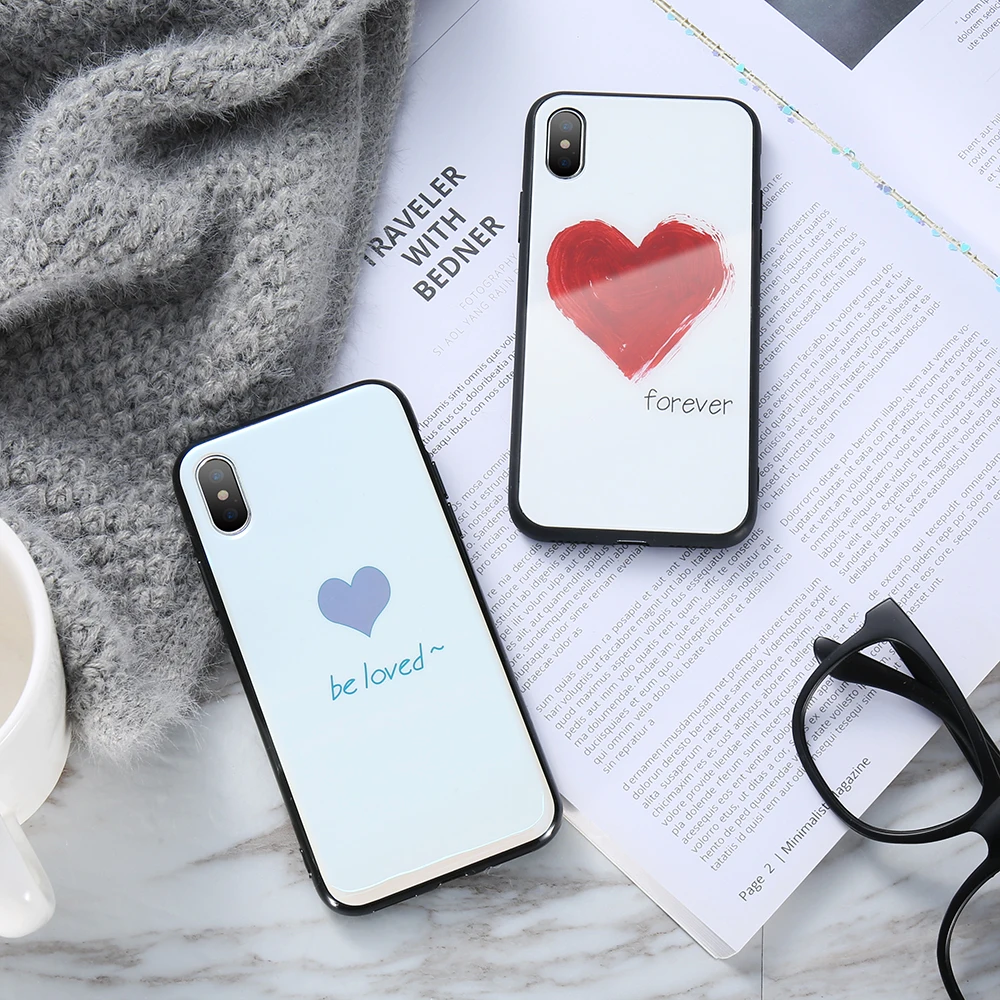 KISSCASE чехол с рисунком сердца для iPhone X 10 7 полное покрытие HD чехлы из закаленного