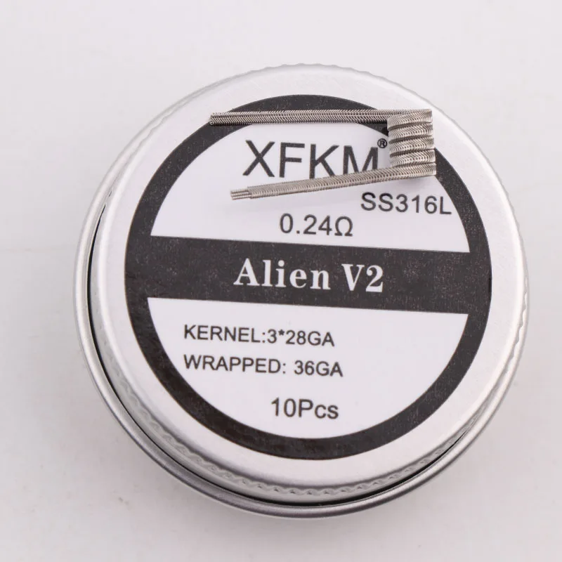 XFKM NI80 A1 SS316L нихромовая высокая плотность Alien V2 Плавленая Clapton Предварительно Построенная нагревательная катушка электронная Сигарета RDA RTA RDTA катушка
