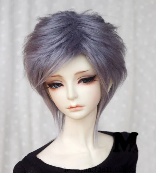 BJD кукла натуральный мех парик для 1/3 1/4 1/6 1/8 1/12 BJD кукла дымчато-серый средней длины прямые мех парики