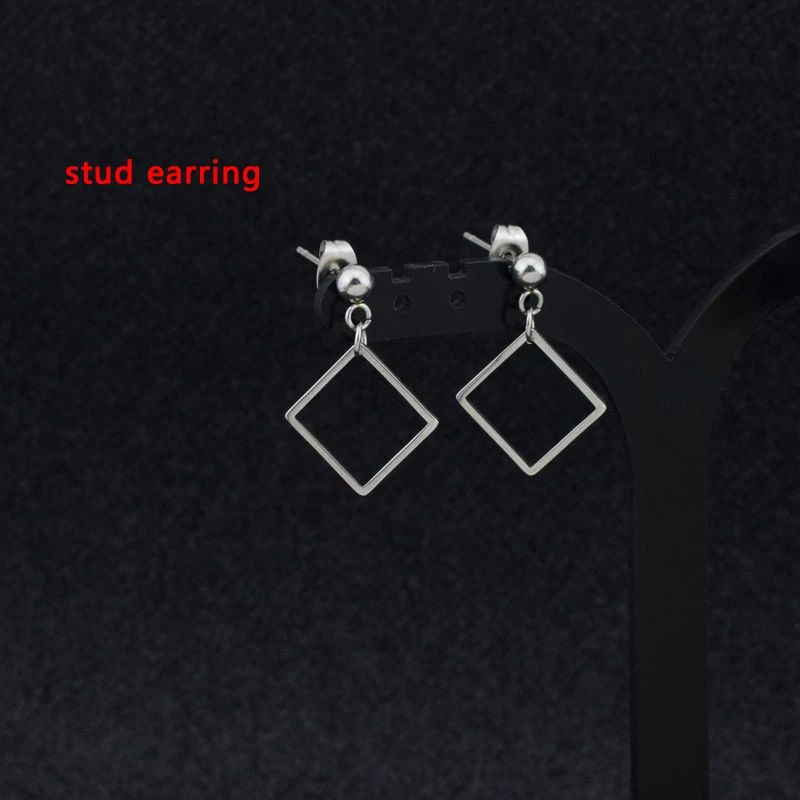 Square stud earring Для женщин обувь для девочек в стиле «панк» Серьги Нержавеющая сталь с изображением крестообразной звезды мира кролик лезвие кулон, серьги с подвеской Для мужчин в стиле «Рок», «хип-хоп» для фотосъемки в стиле гранж с изображением Ушная клипса - Окраска металла: Square stud earring