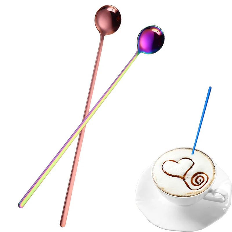 FHEAL Супер длинная ручка из нержавеющей стали кофейные ложечки для мороженого