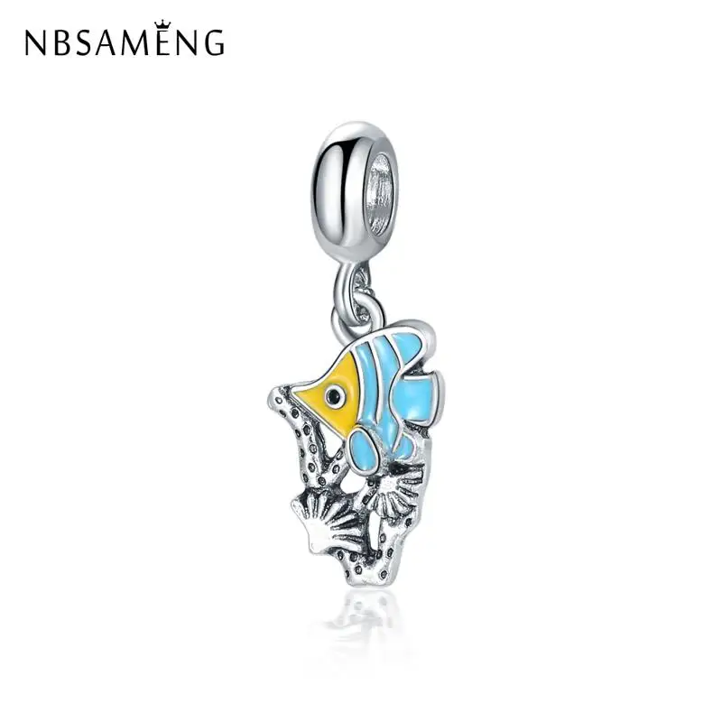 

Lovely Fish Silver Plated Beads Charm Pendant Crystal Charm Fit Bracelets Necklace DIY Jewelry Making For Women