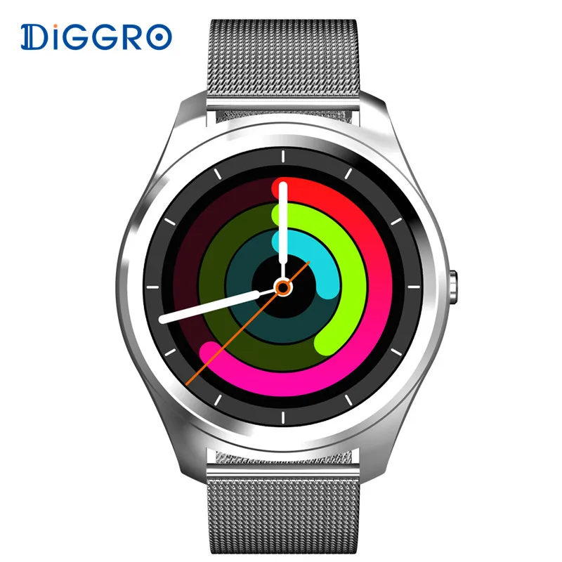 silver steel band Diggro DI03 Смарт часы Bluetooth 4,0 Пульс IP67 Водонепроницаемый MTK2502 вызов SMS напоминание шагомер для Android IOS PK K88H - Цвет: silver steel band