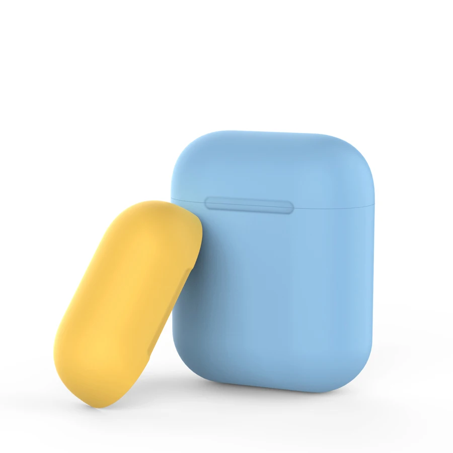 Силиконовый чехол для наушников для AirPods 2, беспроводная коробка для зарядки наушников, защитный футляр, чехол для телефона, аксессуары для AirPods - Цвет: Blue add yellow