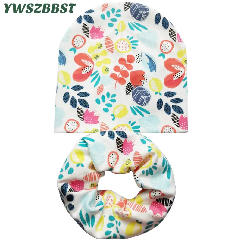 

Baby Hat Children Caps Cotton Scarf Stars Leaves Print Spring Autumn Winter Boys Children Beanie Cap Baby Girls Hats Photo Props